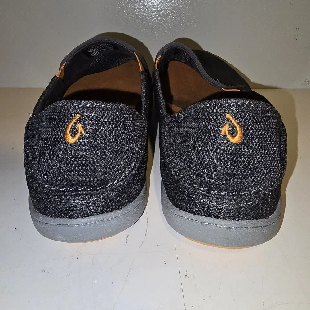 Olukai Nohea Mesh Men's Size 9 Gray Orange Slip On Slide Boat Deck  10188-4242